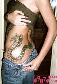 beauty side waist personality fashion good-looking cobra tattoo picture