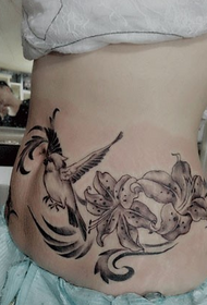 girl waist bird tattoo 68941 - الخصر نمط ريشة الوشم