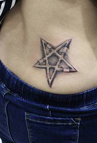 Poza personalizată de tatuaj cu cinci vârfuri cu stea pe talie