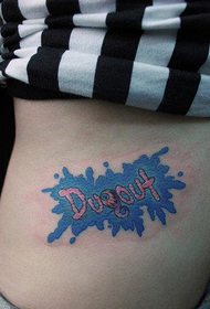 жіночий бік талії приємний кольоровий лист татуювання візерунок