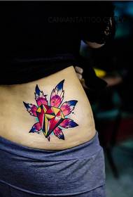 moteriškos juosmens mados gražių spalvų lapų deimantų tatuiruotė