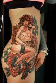 სილამაზის მხარე წელის ფერი ვარდისფერი გოგონა tattoo სურათი