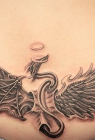 szépség derék pár angyal és démon szárnyak tetoválás minta