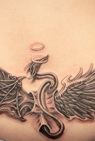 beauty waist pair of angel and demon wings tattoo pattern