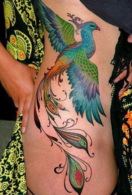 kiuno uzuri maarufu rangi rangi phoenix muundo wa tattoo
