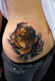 女性腰部美麗美麗玫瑰紋身圖案圖片