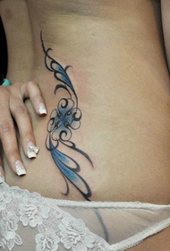 taille blauw mooi bloem tattoo patroon