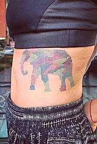 女腰大象十字繡紋身圖案