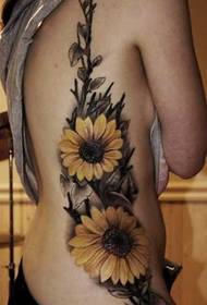 Waist nga talagsaon nga pattern sa tattoo sa sunflower