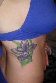 sexy girl waist purple orchid tattoo