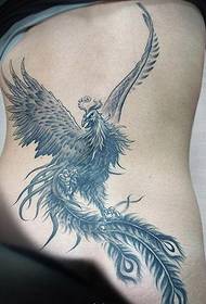 tattoo kiuno nyeusi kijivu phoenix