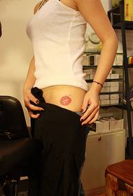 Beauty waist red lips tattoo pattern