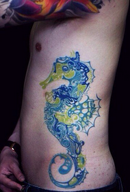 side waist color hippocampus tattoo pattern