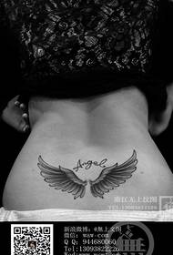 Mergaičių juosmens angelo sparnų tatuiruotė