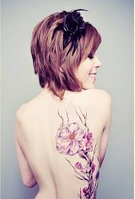 sexy female waist back beautiful Color flower tattoo