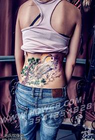 Wzór tatuażu chiński sosnowy żuraw Yannian