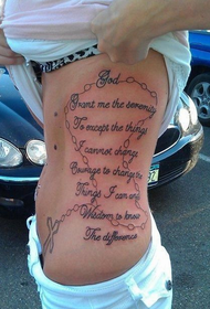 croce di bellezza in vita e tatuaggio con combinazione di lettere inglesi