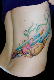 modello di tatuaggio tartaruga carino vita della ragazza