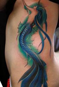 kiuno cha mwanamke maarufu tattoo nzuri ya mermaid