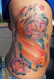 mfano wa kiuno rangi squid lotus tattoo