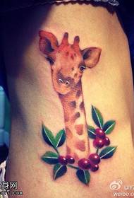 side waist giraffe tattoo pattern