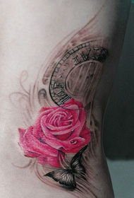 Китайський чорнило вітер метелик і троянди татуювання візерунок