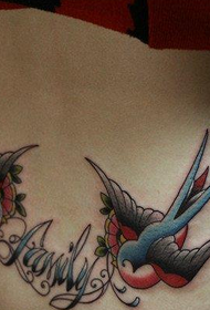 bel të bukur swallows vogla me modelin e tatuazheve me shkronja 69406 @ model i tatuazhit me bel të bukur dhe lotus dhe gjethe lotus
