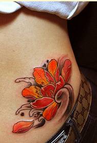 fashion wanita pinggang indah dan indah gambar tato warna lotus