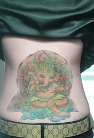 waist cute elephant tattoo 69551 - female back waist space cat tattoo