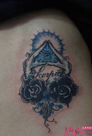 rosa mano triángulo ojo creativo cintura tatuaje imagen 70209 - estático tumbado en las nubes - cintura lateral caligrafía tinta tatuaje