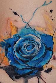 महिला कमर नीले गुलाब टैटू चित्र