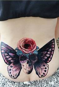 fashion female back waist butterfly skull tattoo picture picture