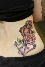 beauty bočni struk sidro ruža tetovaža uzorak