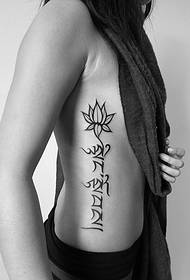 Vroue se middellyf pragtige en stylvolle Sanskrit tatoeëringpatroon