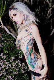 bellissimo modello di tatuaggio a sirena in vita
