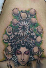 famke's taille en bloem tatoeage ôfbylding