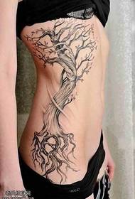 Waist black tree tattoo pattern