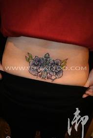 back waist color rose tattoo pattern