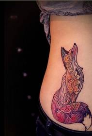 Mode weibliche Seite Taille Persönlichkeit gut aussehende Farbe Fuchs Tattoo Bild