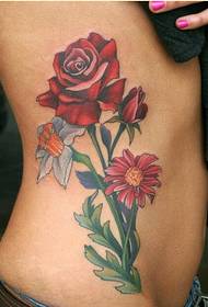модні жіночі бічні талії приємно виглядають троянди татуювання троянди картина
