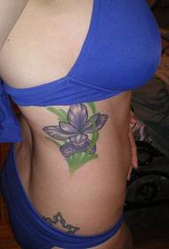seksikäs sisko vyötärö violetti kaunis orkidea Tattoo kuvio kuva