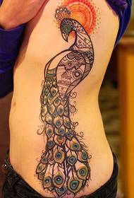 bellissimo tatuaggio di pavone in vita