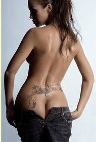 beauty hip personality flower butterfly vine tattoo