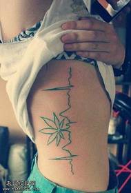 gefen madaidaiciyar cannabis ganye ECG tattoo tattoo