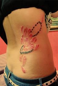 side waist lotus beads tattoo picture
