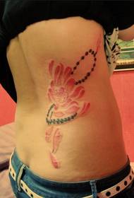 side waist lotus beads tattoo picture