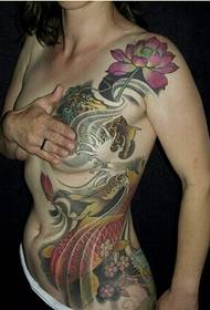 個性時尚美女性感腰部魷魚紋身圖案圖片