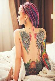 beauté dos fleur bras ailes tatouage figure