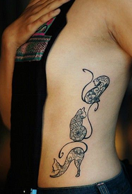 Lado de cintura lateral, estándar de tatuaje de gato de vaidade