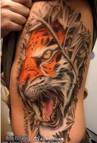 Motivo tatuaggio tigre a vita laterale